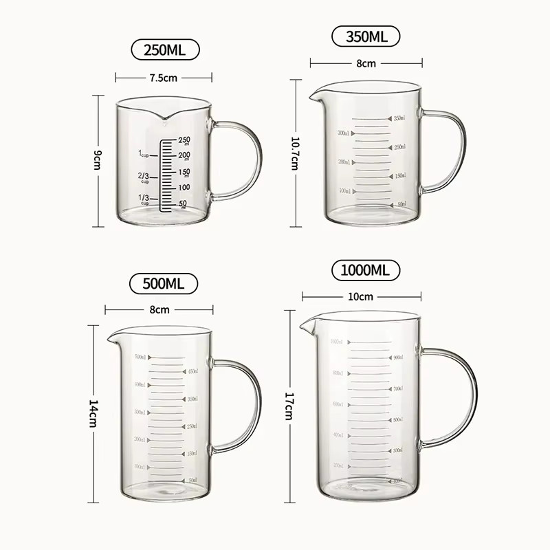 YWDL Glas-Messbecher mit Deckel und Griff, transparent, 250 ml - Bild 4
