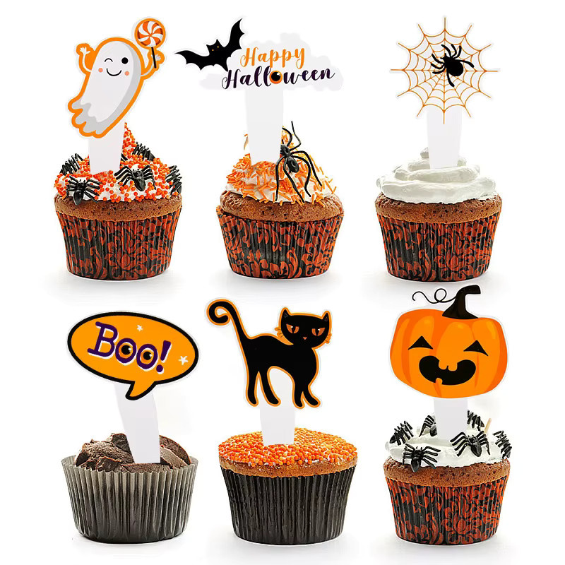 ZQNYCY Halloween Cupcake Topper, Kürbis Geist Fledermaus, 16/48 stücke - Bild 3