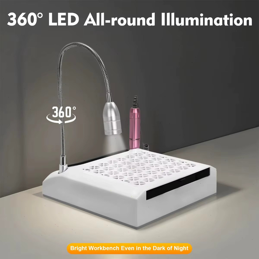 Bymaocar Nagelbohrmaschine 4-in-1, Elektrische Nagelfeile mit Staubsammler & Licht - Bild 3