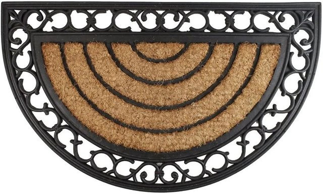 Lex Schmutzfangmatte Castle halbrund aus Kokos in Braun, wetterfest und rutschfest, B: 75,0 cm, T: 45,0 cm, H: 1,0 cm - Bild 1