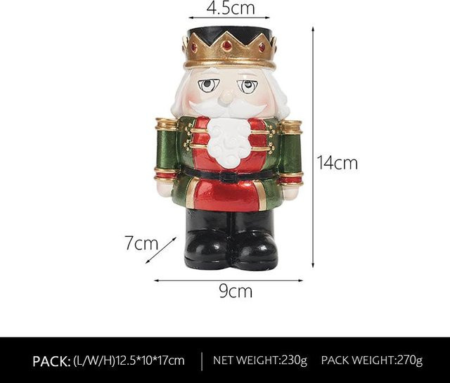 Yiran Furniture Nussknacker-Kerzenständer im europäischen Stil für Weihnachtsdekoration, Grün-Weiß - Bild 1