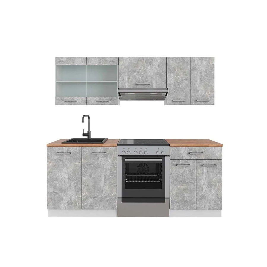 Vicco R-Line Küchenzeile Beton Weiß Eiche modern B/H/T: 200 x 82 x 60 cm - Bild 2