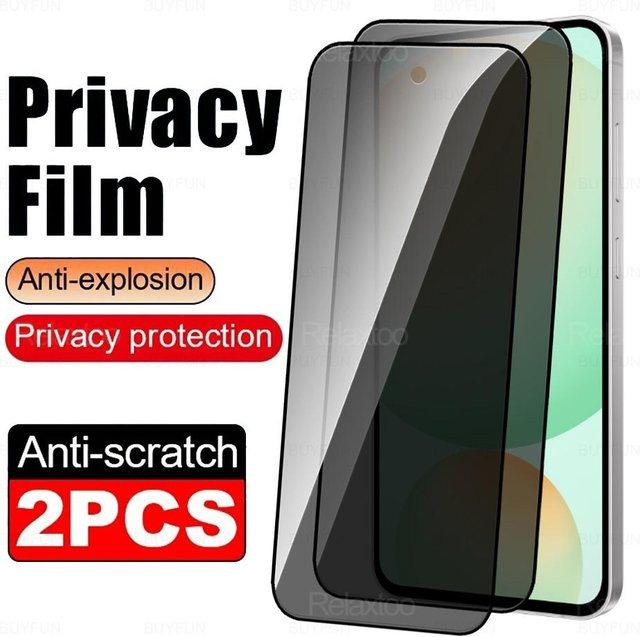 2 Stück Samsung Galaxy S24 FE Sichtschutzfolie aus gehärtetem Glas, Anti-Spionage Displayschutz, Schwarz - Bild 1