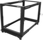 StarTech.com 12U Open Frame 4-Post Server Rack mit Rollen, Nivellierfüßen und Kabelmanagement-Haken, Schwarz - Bild 1