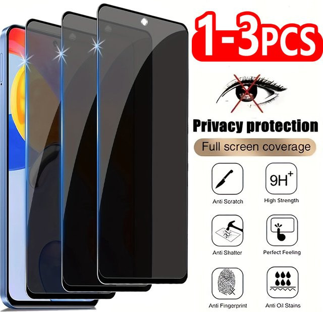 Xiaomi Anti-Spy Privatsphäre Panzerglas Display Schutzfolie für Redmi Note 13 12 11 Pro 12S 11S 10S 9S 10 13C 12C 10C 8 transparent - Bild 1