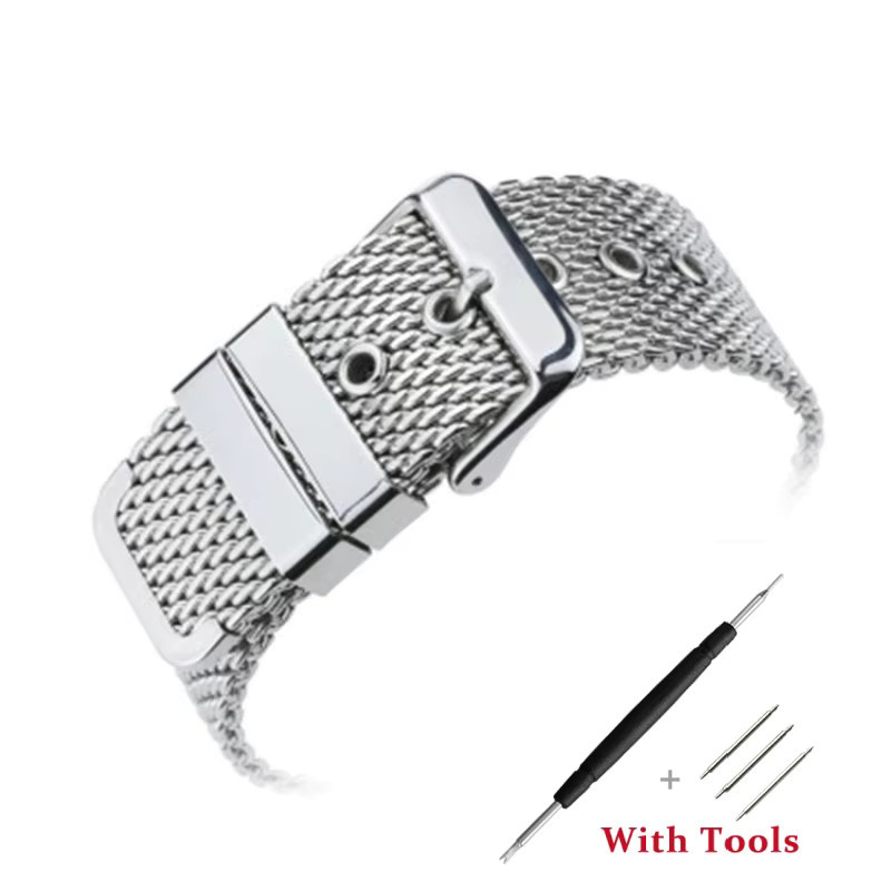 Zhangeer Uhrenarmband Milanaise, Edelstahl, Silber, Unisex - Bild 2