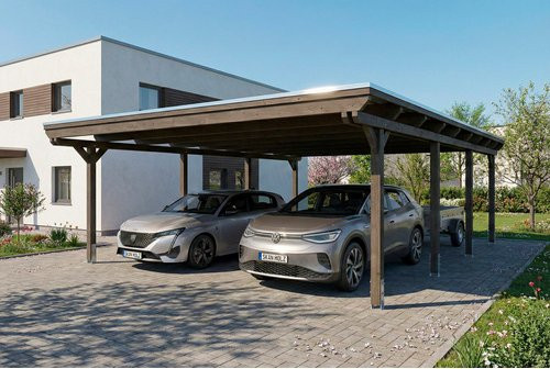 SKANHOLZ Carport Emsland aus Fichte mit EPDM-Flachdach in Anthrazit und Schwarz, B: 609 cm, T: 846 cm - Bild 1