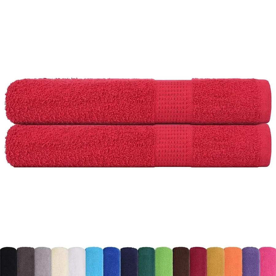 2er-Set vidaXL Saunatücher aus 100% Baumwolle in Rot, B/L: 80 x 200 cm, 360 g/m² - Bild 2