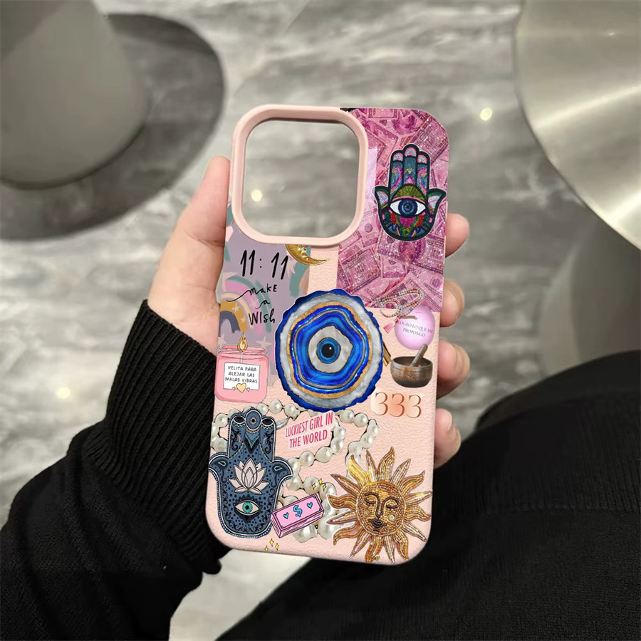 Hamsa Hand Evil Eye Collage Schutzhülle für iPhone, Stoßfeste Handyhülle in Multicolour - Bild 2