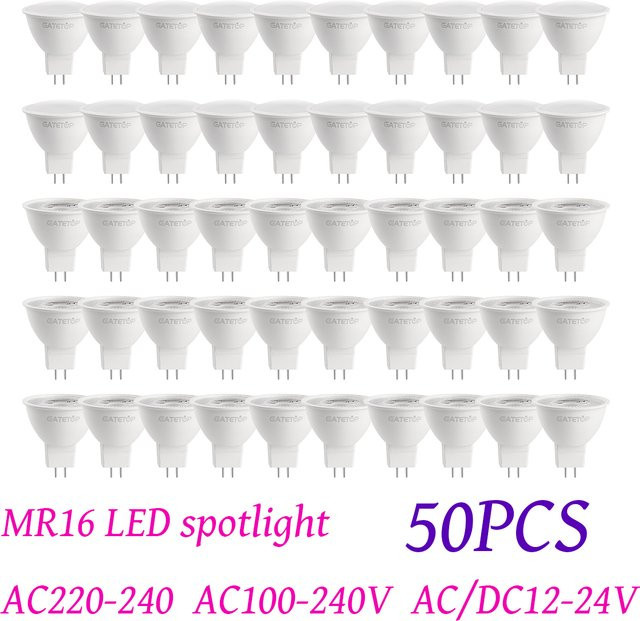 50 Stück MR16 LED-Strahler mit GU5.3 Sockel, weiß, Ersatz für 40W Halogenlampen - Bild 1
