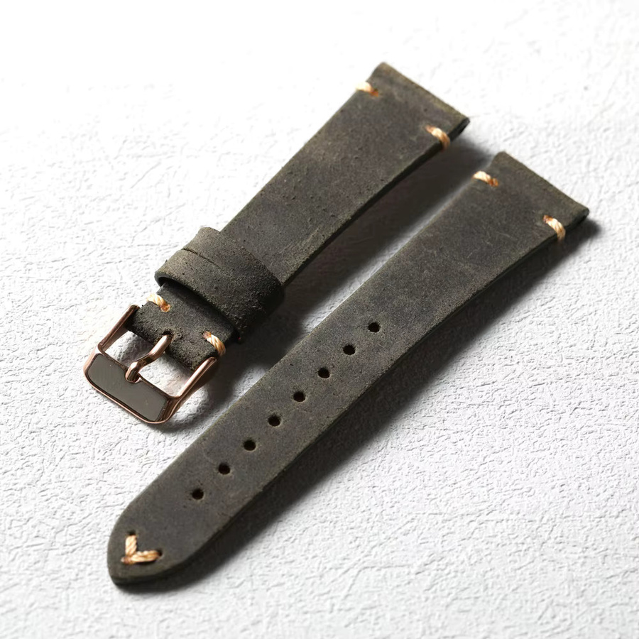 Raystray Uhrenarmband Leder, grau-grün-braun, Unisex - Bild 1