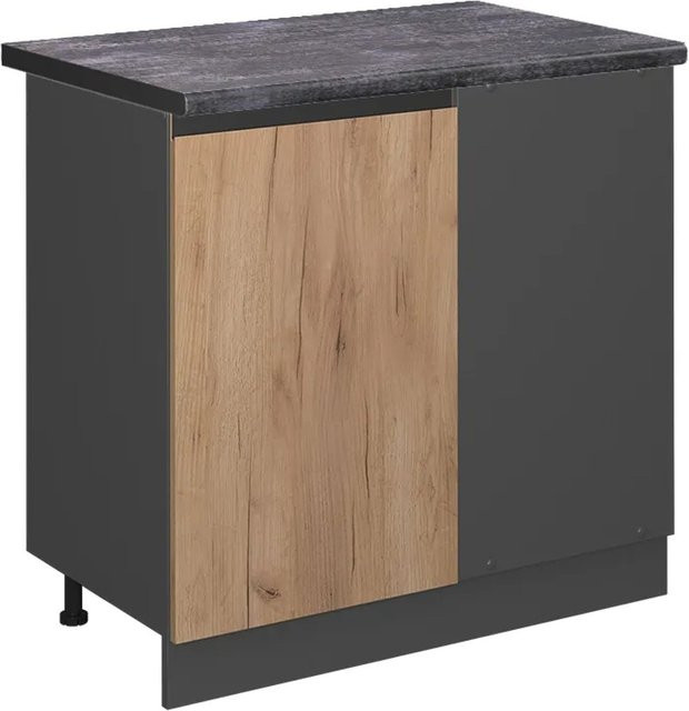 Vicco Eckunterschrank R-Line Goldkraft Eiche Anthrazit modern mit Scharniertüren B/T/H: 86 x 60 x 81,6 cm - Bild 1