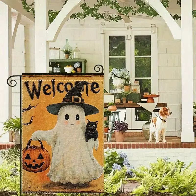 VIKAMA 5er Set Halloween Cartoon Geist Party-Dekoration als hängender Hintergrund und Gartenflagge - Bild 3