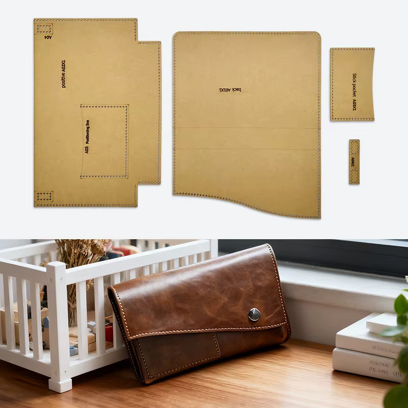 YOMDID 4er Set DIY Bastelvorlagen für Brieftaschen und Clutch Taschen aus Kraftpapier - Bild 1