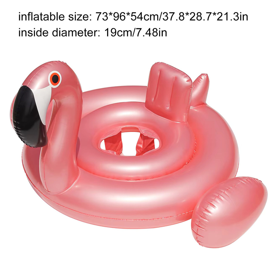 Aufblasbarer Flamingo Schwimmring in Pink und Weiß mit Rückenstütze und Flügel-Luftkissen für den Pool - Bild 3