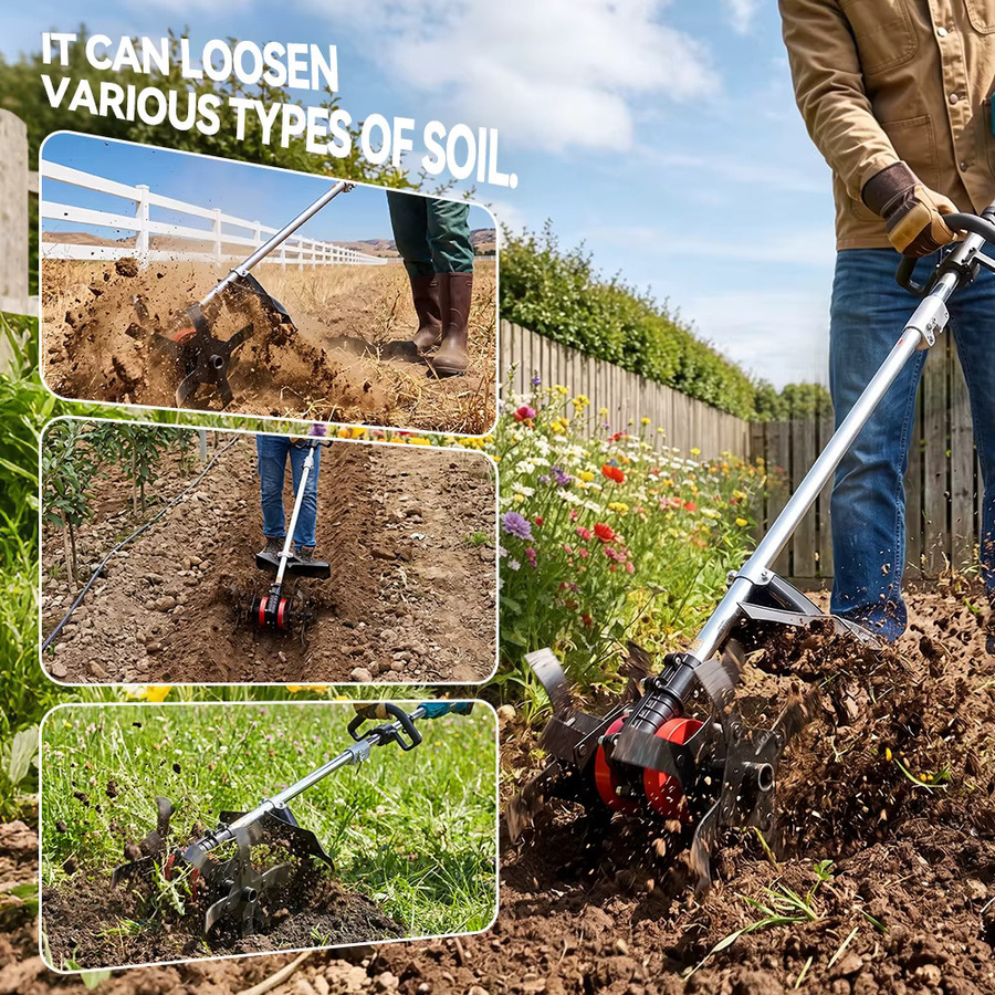 ONEVAN 2-in-1 Bürstenloser Elektro-Gartenfräser und Rasentrimmer 1800W mit Bodenwender, kompatibel mit Makita LXT 18V Akku - Bild 5