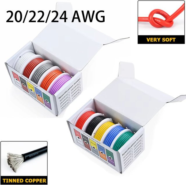 Flexibler Silikon-Kupferdraht verzinnter elektrischer Anschlussdraht in Multicolour, 20/22/24 AWG - Bild 1