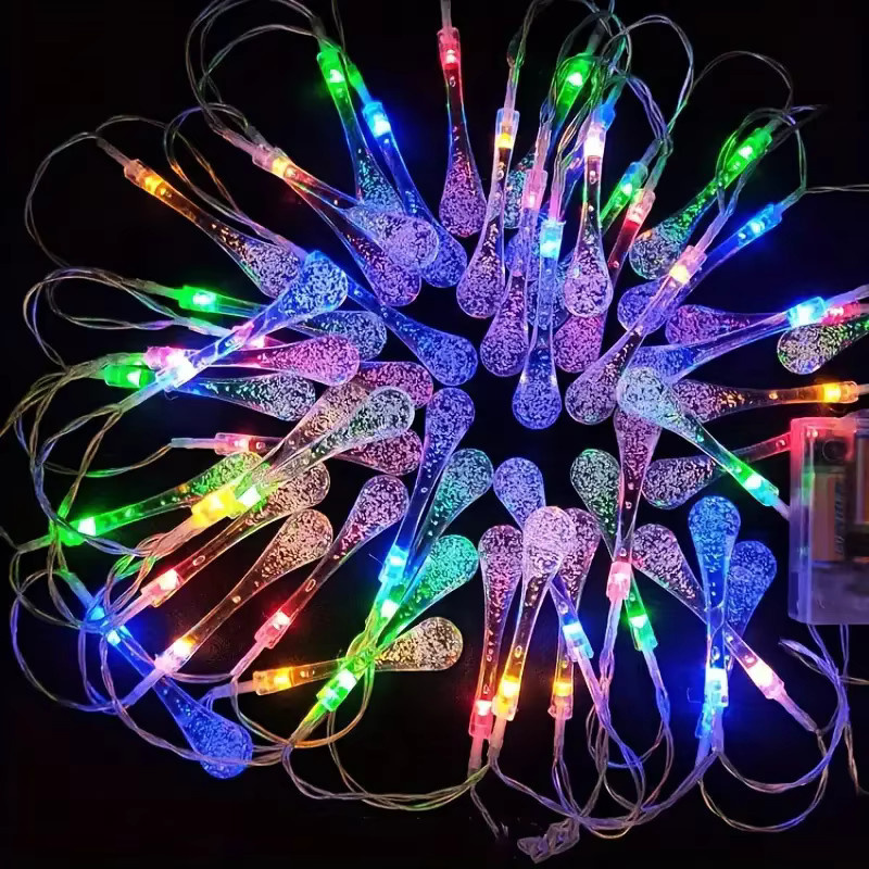 LED Wassertropfen Lichterkette mit USB-Anschluss in Warmweiß und Multicolour für Weihnachts- und Partydekoration - Bild 6