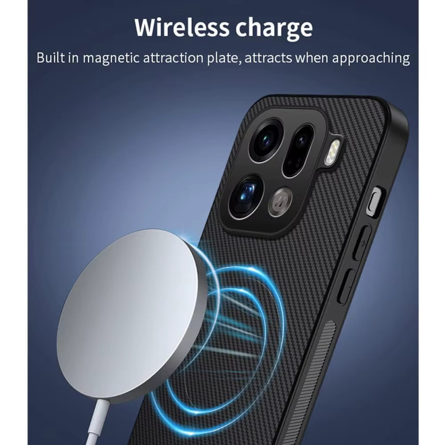 MagSafe Schutzhülle mit Carbon-Faser-Textur für Oppo Find X9 Pro, X8 Pro, X9 und X8 in Schwarz oder Grau - Bild 5