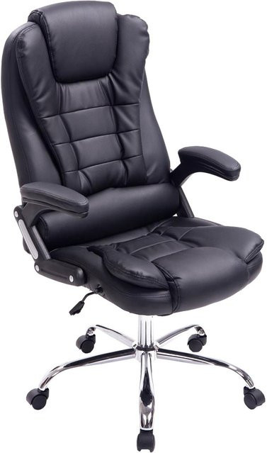 TPFLiving Bürostuhl Toronto aus Kunstleder in Schwarz mit Armlehnen und Rollen, B/T/H: 69,5 x 78,0 x 113,0 cm - Bild 1