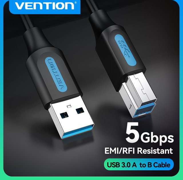 Vention USB 3.0 Druckerkabel Typ A auf Typ B in Schwarz - Bild 1