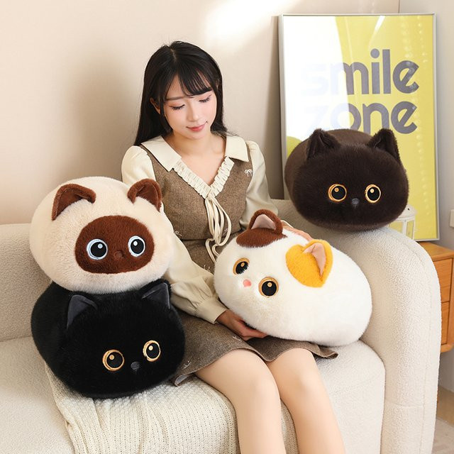 TotoJay Kawaii Fette Katze Plüschtier, Siamesische Katze, 50cm, Braun - Bild 1