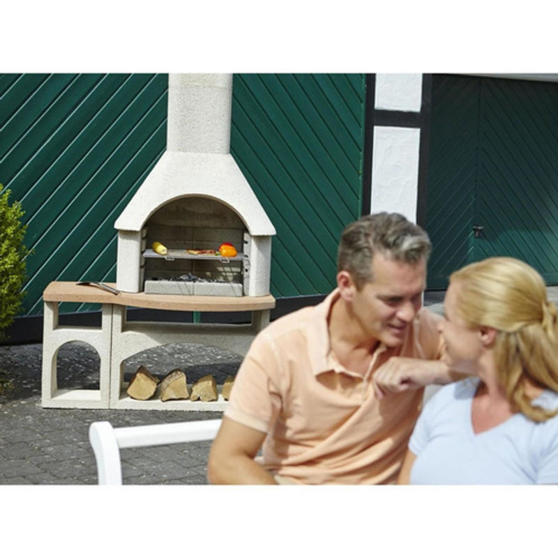 Buschbeck Gartengrillkamin Bozen Holzkohlegrill in Weiß - Bild 4
