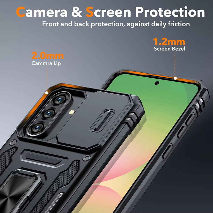 Huikai Handyhülle für Samsung Galaxy A57 5G A37 A56 A36 mit Kameraabdeckung und Ständer in Schwarz - Bild 3