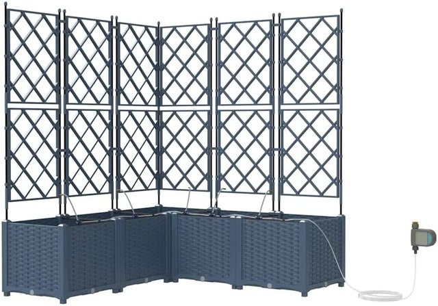 vidaXL Garten-Pflanzgefäß aus Stahl in Grau, B/T/H: 40 x 40 x 125,5 cm - Bild 1