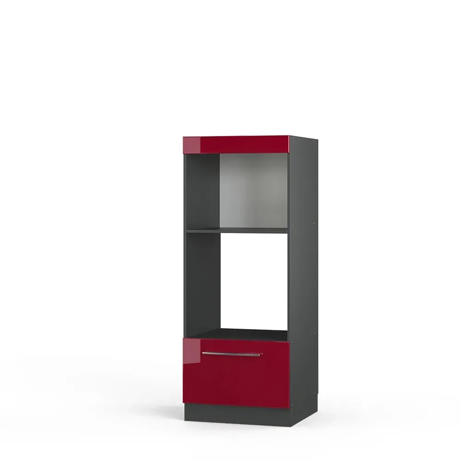Vicco Mikrowellenumbauschrank Fame-Line Küchenschrank Hochglanz Anthrazit Bordeaux Rot Breite: 60 cm, Höhe: 153 cm, Tiefe: 44,53 cm - Bild 3