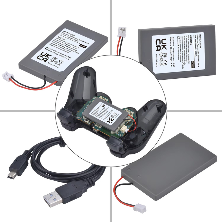 Batmax Akku LIP1359 für Sony PlayStation 3 PS3 Dualshock 3 Bluetooth-Controller, 1800mAh, Grau - Bild 3