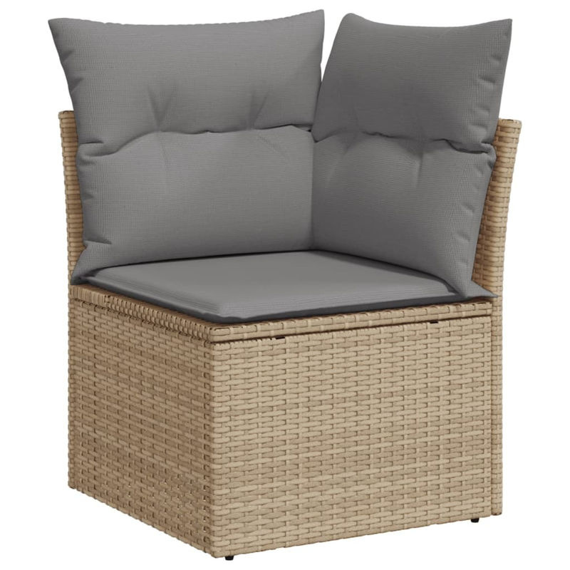 Vidaxl 7-teiliges Gartenmöbel-Set aus Polyrattan mit Kissen in Beige - Bild 2