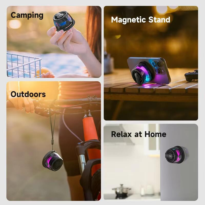 G200 Bluetooth 5.3 Mini-Lautsprecher mit RGB-Beleuchtung und Magnetfunktion, Tragbarer Multifunktions-Lautsprecher, Weiß - Bild 8