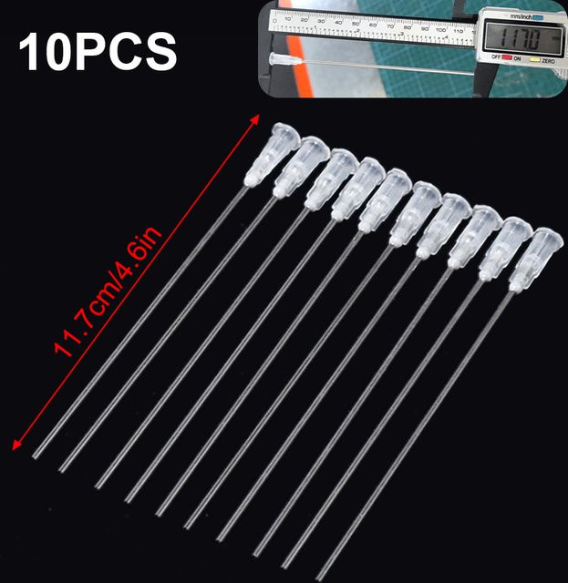 KingHui 10er Set Abgabenadeln aus Edelstahl in Weiß für Kleben und Füllung, 14G-27G, Länge: 117 mm - Bild 1
