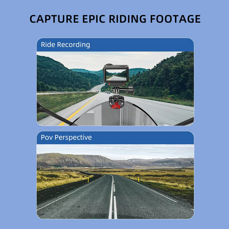 Flymile Motorrad-Windschutzscheiben-Kamerahalterung in Schwarz für DJI Action, Insta360 und GoPro zur POV-Videoaufnahme - Bild 2
