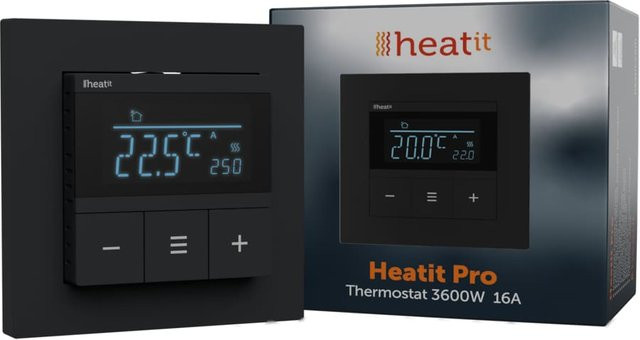 Heatit Pro Thermostat mit App-Steuerung in Schwarz Matt - Bild 1