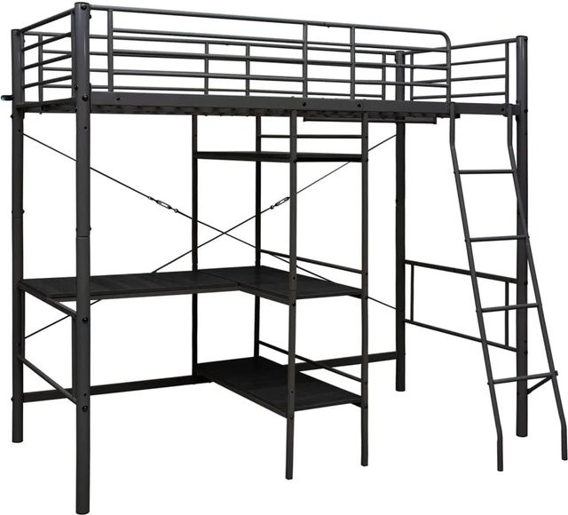 vidaXL Etagenbett aus Metall in Schwarz für Kinder, B/T/H: 90 x 200 x 186 cm - Bild 1
