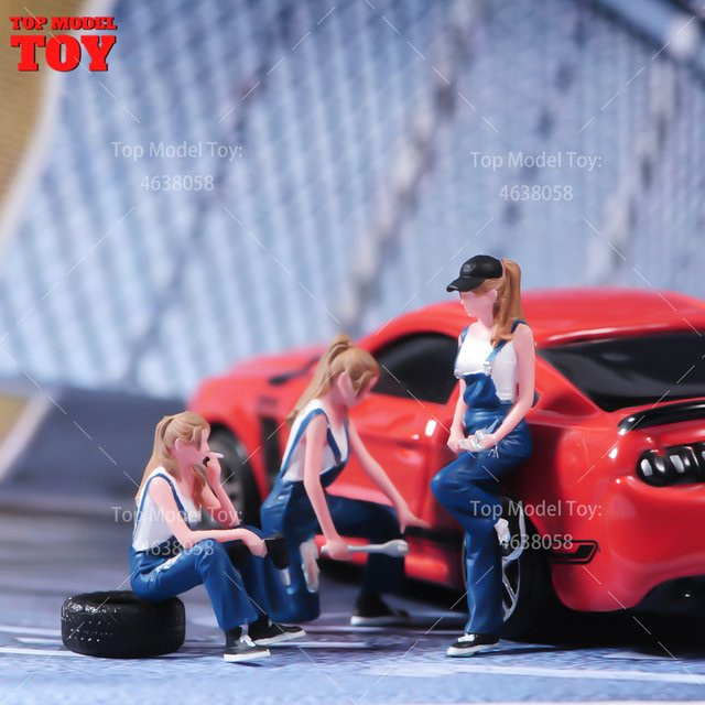 MAK Bemalte Miniaturen, weibliche Automechaniker Szene Figur, Einzelfigur - Bild 1
