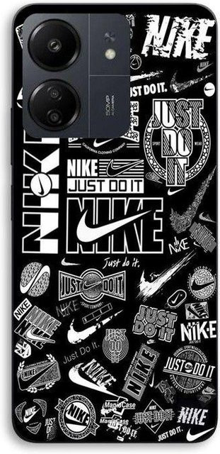 MANIACASE Handyhülle für Xiaomi Redmi 13C 4G aus Silikon TPU mit Nike Air Logo Graffiti in Schwarz und Weiß - Bild 1