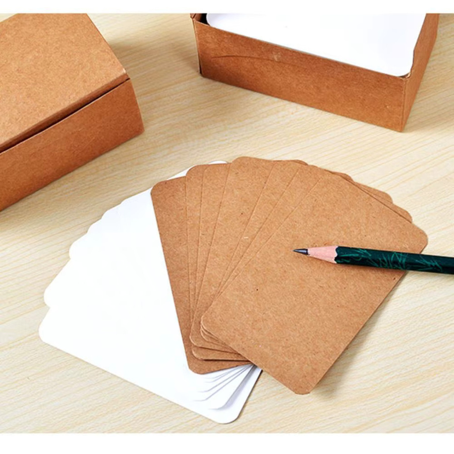 100 Stück Retro Kraftpapier Karten in Braun, doppelseitig leere Blanko Postkarten für DIY Einladungen und Grußkarten - Bild 3
