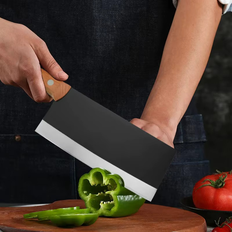 GuanQi Geschmiedetes Hackmesser mit Holzgriff für Fleisch und Geflügel, Breite: 8,5 cm, Höhe: 20,32 cm - Bild 5