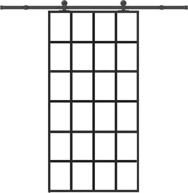 vidaXL Schiebetür aus ESG-Glas und Aluminium in Schwarz und Transparent, B: 102 cm, H: 205 cm - Bild 1