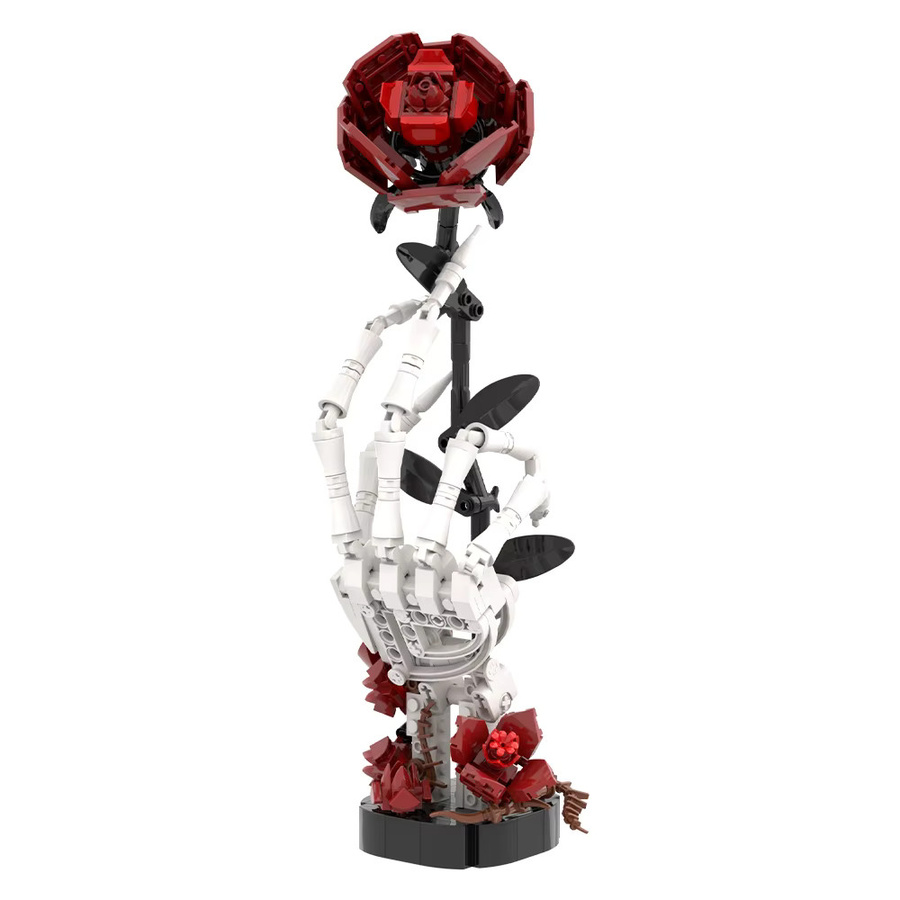 Gobricks MOC Schädel Rosen Bouquet, Bausteine, Gothic, Fantasy - Bild 2