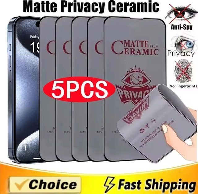 Anti-Spy Matte Displayschutzfolie aus Keramik für Samsung A56 A54 A06 A15 A16 A07 A17 A50 A05 A13 A32 A52 A73 A72 mit Anti-Fingerprint Funktion - Bild 1