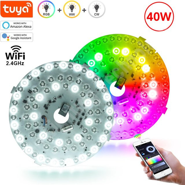 Asign RGBW LED-Deckenleuchtenmodul 40W mit Tuya Smart App Steuerung, Farbtemperatur 3000K-6500K, Weiß - Bild 1