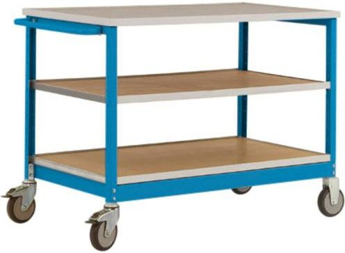 Manuflex MW1007.5012 Mobile Werkbank aus Stahl und Holz in Licht-Blau (RAL 5012), B/T/H: 113,5 x 78,0 x 59,0 cm - Bild 1