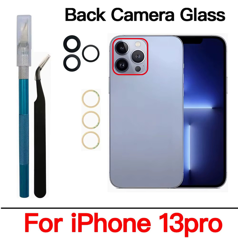 Apple Rückkameraglas für iPhone 11, 12, 13, 14, 15 Pro Max und Mini in Transparent mit Klebstoff und Werkzeug-Set - Bild 3
