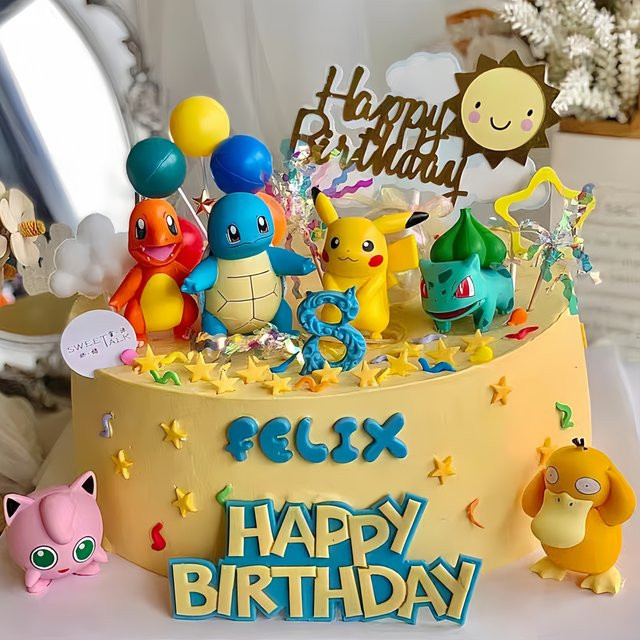 Potdemiel Pokémon Monster Kuchen Topper, 6-teiliges Set, Pikachu, Bunt - Bild 1