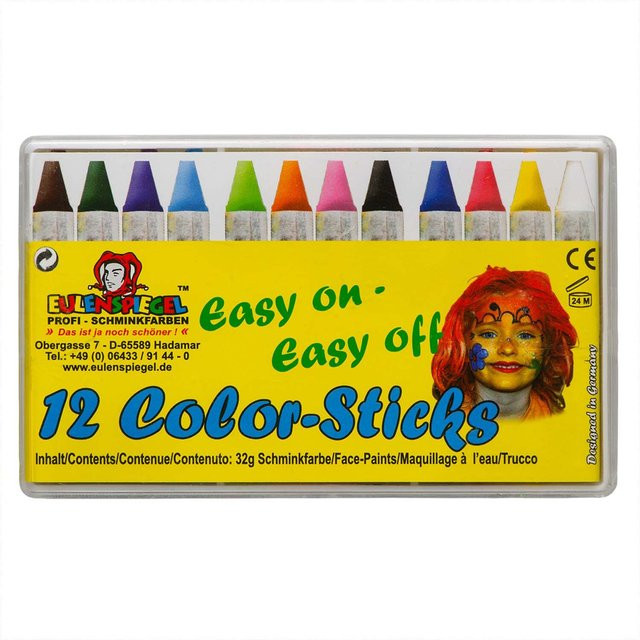 Eulenspiegel Color-Sticks Schminkstifte, 12 Stück - Bild 1