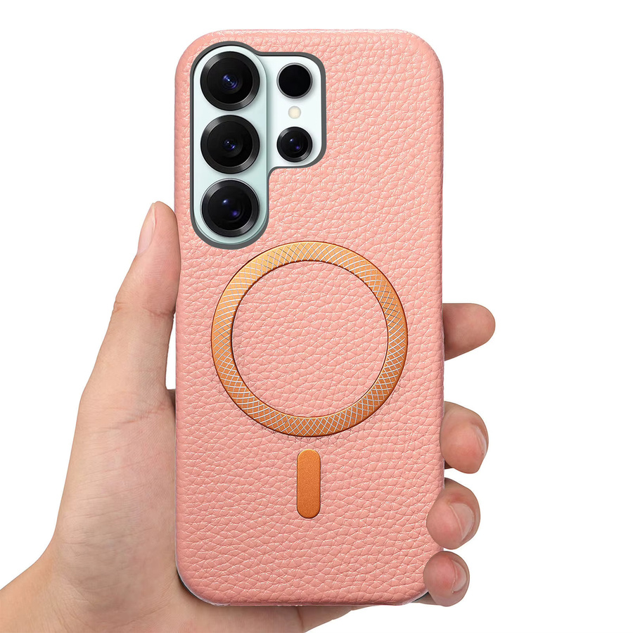 Business Lychee Magnetische Leder-Handyhülle für Samsung S26 Ultra S25 Plus S24 A36 A17 A07 in Beige mit MagSafe und stoßfestem Schutz - Bild 5